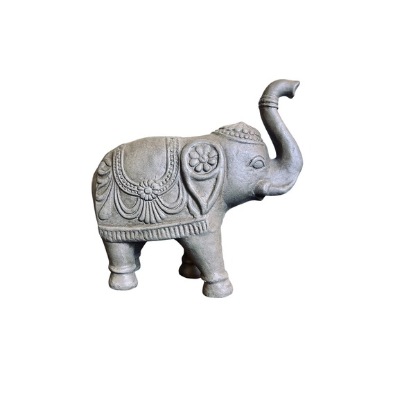 Unique Zone Other - Vintage Gray Elephant Statue Trunk Up Good Luck Bohemian Decor 10""